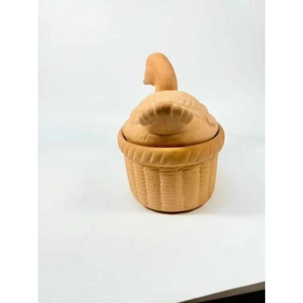 Lidded Casserole Duck on Nest Terra Cotta Baking Dish Vintage Kitchen Decor Clay - Picture 8 of 15